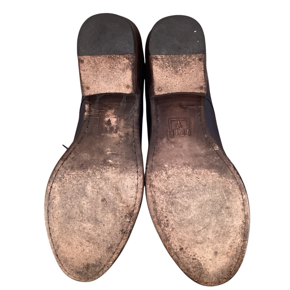 Frye Womens 7B Carson Oxford Blue Leather Heel Shoes Victorian‎ Grannycore - Picture 7 of 8